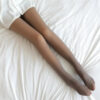 Women Socks 2024 Spring Woman Pantyhose Translucent Wool Sock Pants Winter Stocking Fleece Lined Tights Thermal Legging Fake 307
