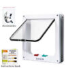 83d11063246a933c Cat Flap Door with 4 Way Security Lock Controllable Switch Transparent ABS Plastic Gate Puppy Kitten Safety in&out Pet Doors Kit