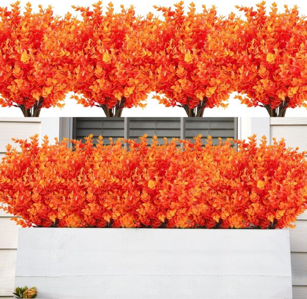 83eb28f274b903c4 AmyHomie 20 Bundles Artificial Flowers Outdoor UV Resistant Faux Flowers No Fade Fake Plastic Plants Garden Porch Window Box Decorating(Bright Yellow)