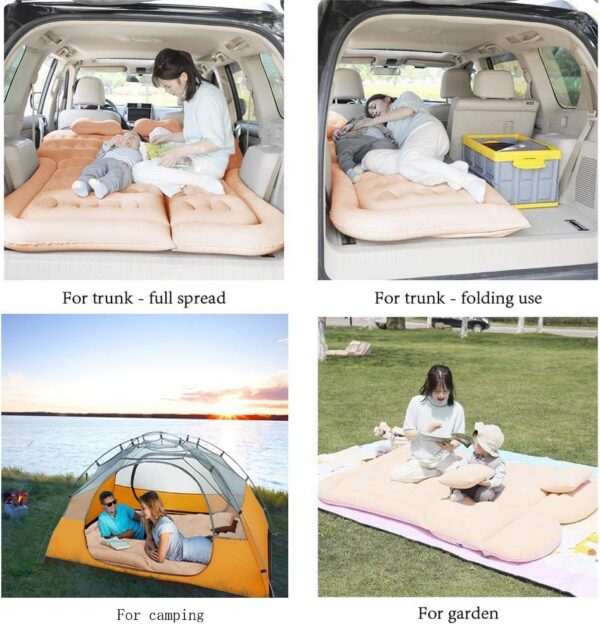 Car Air Mattress for Volkswagen Lavida Polo Viloran Lamando T-Cross 2006-2024, Thickened Car Bed Mattress, Travel Sleeping Pad, Back Seat Bed Cushion with Air Pump 2 Pillows,Dark Green