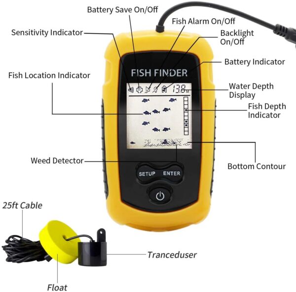 83f5512cce79fa01 Alarm 100M Portable Sonar Fish Finders 45 degrees Sonar Coverage Echo Sounder Alarm Transducer Lake Sea Fishing