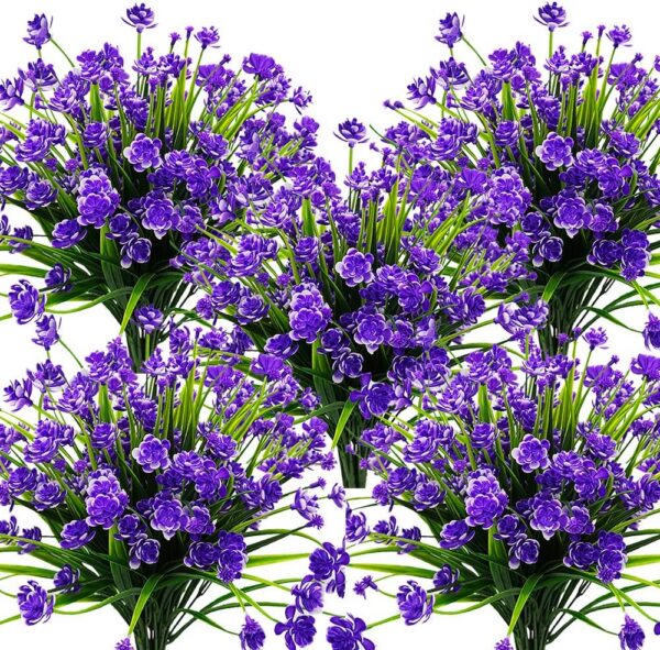 83fb849daa64c0d9 Grunyia Artificial Flowers Outdoor UV Resistant Fake Plants Indoor Outside Hanging Planter Home Garden Decor, 10 Bundles (Pink)
