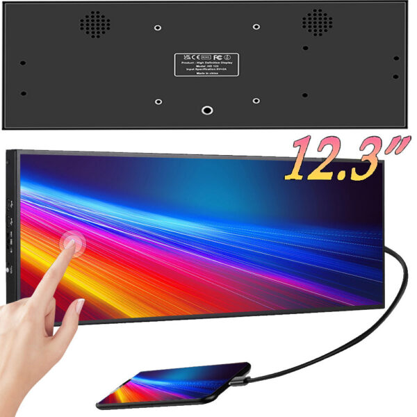 83fb93a6fe09f90b 12.3 /14.5 inch Toucreen Monitor HDMI & Type C 1920x720/2.5K IPS LCD Bar Computer Temp Display Widescreen