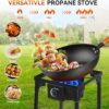 BACOENG Hockerkocher Gas 10KW, Campingkocher Inklusive 1.5 m Schlauch und 50 mbar Druckregler