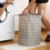 1pc Round Laundry Basket, Portable Dirty Clothes Hamper