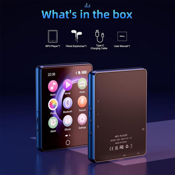 8417badde72aecc3 32GB 2.8 Inch Touch Screen Bluetooth 5.0 MP3 Player, HiFi Music Player with Speaker/FM Radio/Recorder/Ebook/Picture