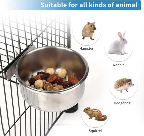841b674a599a3957 2pcs VVNIAA Stainless Steel Bird Bowls with Clamp, Durable Water Bowl, Feeding Cups, Chinchilla Food Bowl, Bird Dishes for Cage, Bird Cage Feeders and Waterers