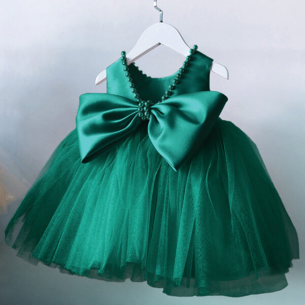 84334b00fa953606 Green Christmas Dress for Girls Toddler Kids 1st Birthday Party Gown Elegant Princess Beaded Backless Baby Girl Wedding Vestidos
