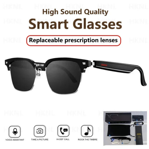 843598c3829a0d76 Hiwego Camera Smart Music Sunglasses Earphones Wireless Bluetooth Headset HIFI Sound Headphone Driving Glasses Hands-free Call