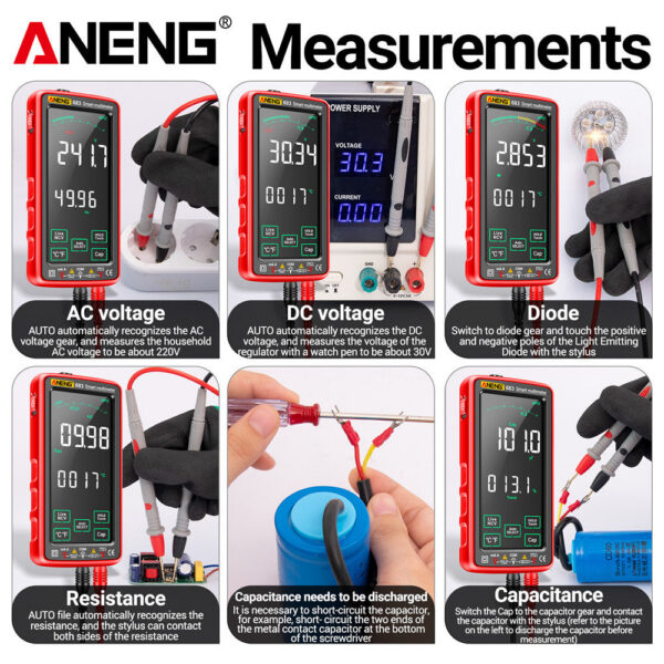 8435cede5877c415 ANENG 683 Smart Multimeter High-end Touch 6000 Counts Multimetro Test Rechargeable Multitester AC/DC Voltage Tester Current Tool
