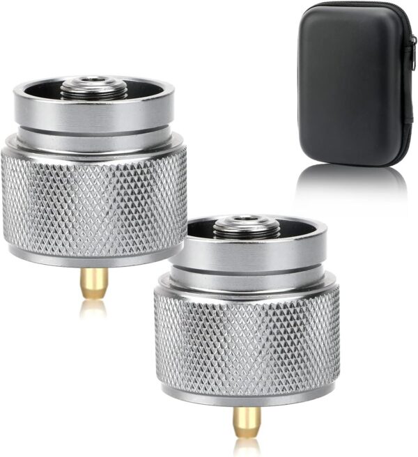 SAN LIKE 2pcs Camping Stove Adapter Butane Canister Adapter EN417 Lindal Valve Canister Shifter Propane Adapter Isobutane Fuel Canister with Exhaust Air Pressure Button