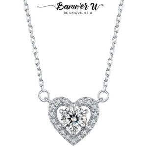 8447185ba6cb7669 Bamoer U 0.5CT Moissanite Necklace Heart Diamond Pendant Adjustable Choker for Women Sterling Sier Wedding Lover Gift