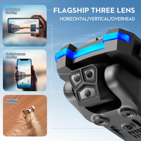845bb4851358b5fc Professional S8S RC Drone Brushless 8K Three ESC Camera Optical Flow 360° Obstacle Avoidance Headless Mode Foldable Quadcopter
