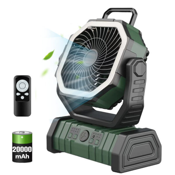846acdb8f515215e 20000mAh High-Capacity Battery LED Light Camping Fan Movable Wireless Air Circulators Outdoor Ventilador with Hook