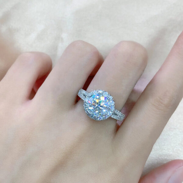 Real 2ct Moissanite Rings Sterling Sier Excellent Round Cut Pass Test Diamond Band Wedding Anniversary Ring Jewelry Gift