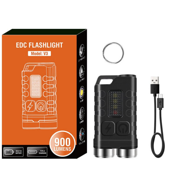 84907e6bafb5a330 Mini Portable Key LED Flashlight TYPE C Rechargeable Camping Hiking Lantern High Power Luminous Flash Light Pocket Torch