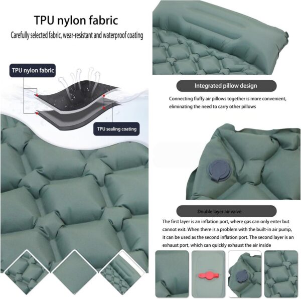 84b7df89ec8355df Coziya Matelas, Portable Waterproof Sleeping Pad, Ultralight Inflatable Camping Mattress, Built-in Pillow and Anti-Slip Design, for Camping, Travel, Home, Office (Navy Blue)