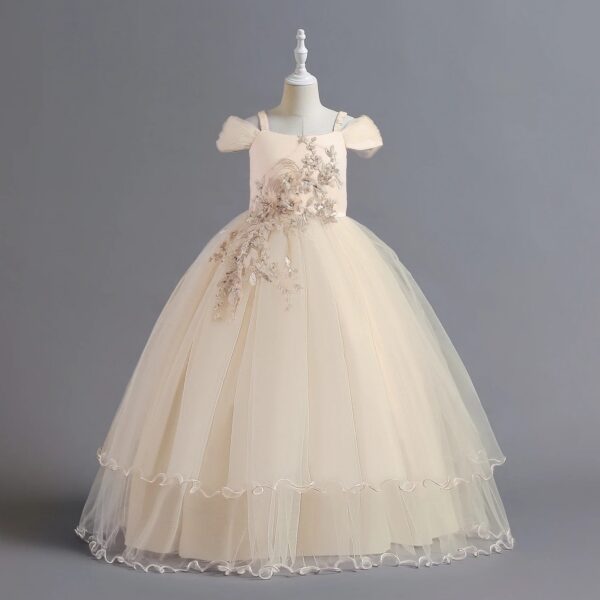 84d60fd1cbd578a0 Flower for Wedding Evening Kids Appliques Princess Birthday Prom Long Gown Girls Vestidos Banquet Dresses 12-14Yrs