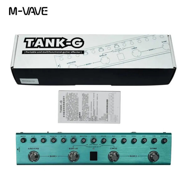 M-VAVE Tank-G Guitar Multi-Effects Pedal Rechargeable 36 Presets 9 Preamp Slots 8 IR Cab Slots 3 Modulation/Delay/Reverb Effects