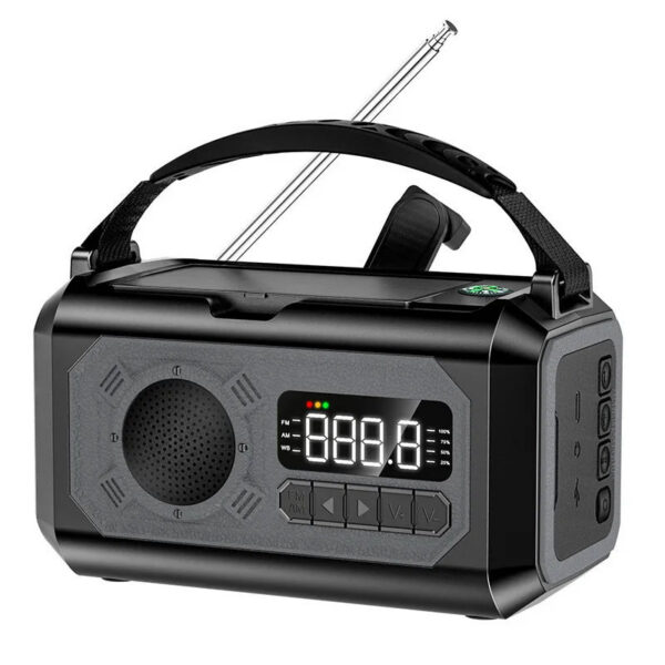 12000mAh AM/FM/NOAA Weather with 2 Panels Solar Hand Crank Portable Emergency Radio Reading Lamp for Outdoor Camping