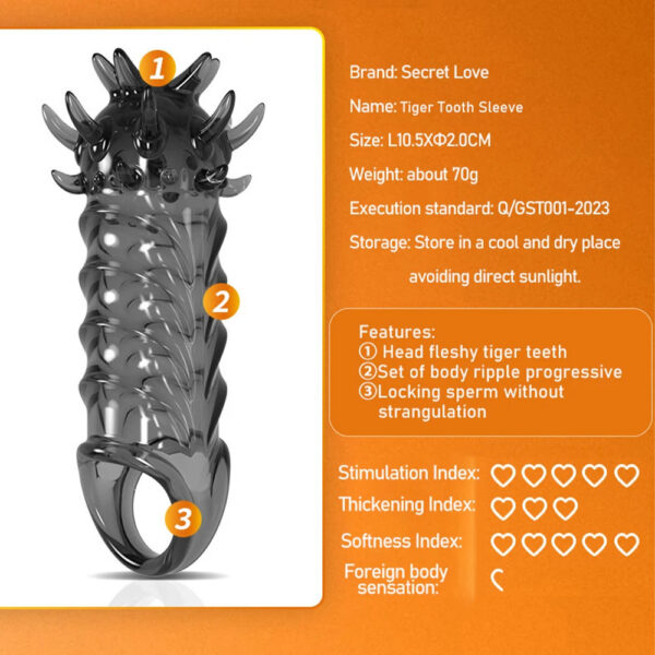 Penis Condom Wolf Tooth Thickening Penis Sleeves Granular Stimulus Safer Sex Toys Dick Erotic Male Adult Products Reusable Cock