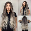 HAIRCUBE Long Brown Curly Wavy Women Middle Part Synthetic Wig for Any Ocn Heat Resistant Fake Hair