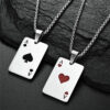 84fcae550c7f35a8 2Piece Set Hip Hop Statement Stainless Steel Poker Card Ace of Spades Necklace For Women Men Pendant Chain Playing Cards Jewelry