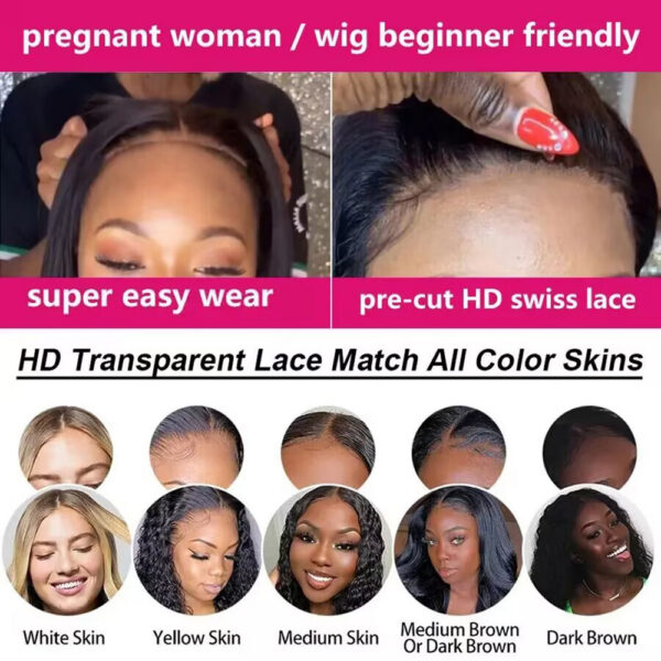 Glueless Prelucked Body Wave Brazilian 5x5 Closure HD Transparent Upgrade Pre cut Lace Long Human Hair Wigs