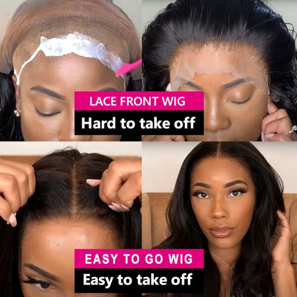 850ecf854d7d0ca4 Glueless Straight 13x4 Front Pre-Cut Human Hair Wigs Ready To Wear 6x4 5x5 Hd Lace Closure Wig