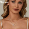BAMOER Sterling Sier Heart Moissanite Pendant Necklace 0.5CT D Color Brilliant Round Cut Lab Created Diamond for Women