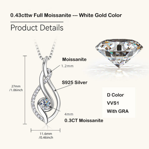 EWYA 2023 Trendy D Color 0.43cttw 4mm Full Moissanite Pendant Necklace for Women Girls S Sier Diamond Neck Chain Necklaces