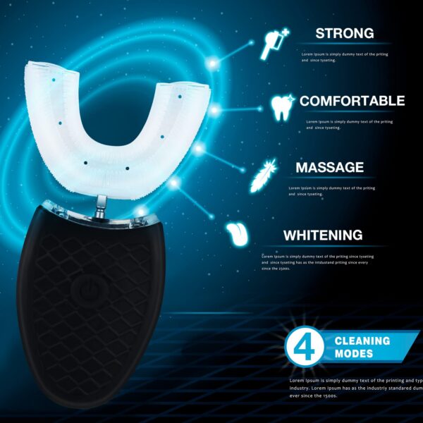 Romooa 2 Pieces Ultrasonic Electric Toothbrush Adults U Shaped Automatic Toothbr