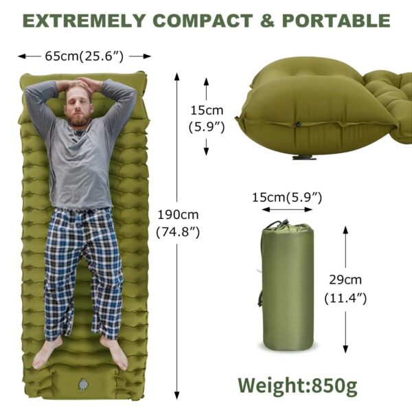 85203356d0076acc WESTTUNE Outdoor Camping Inflatable Mattress Thicken Sleeping Pad with Built-in Pillow & Pump Air Mat for Travel Hiking Climbing