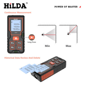 8521c02736faf00f HILDA Distance Meter 40M 60M 80M 100M Rangefinder Laser Tape Range Finder Building лазерный дальномер