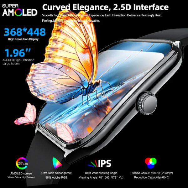 8524e1aa17cbc9c6 New Ultra Thin Smart Watch men 1.96" AMOLED HD Pixel Display Always Show Time BT Call Reminder Smartwatch Ladies For Android iOS