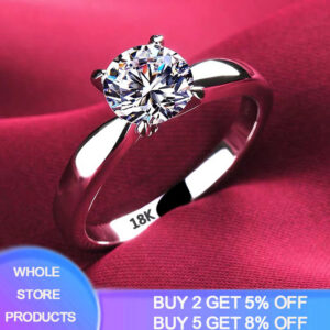 8534263a9c282cdc With Certificate White Gold Color Rings for Women 2.0ct Round Zirconia Diamond Solitaire Ring Wedding Band Engagement Bridal