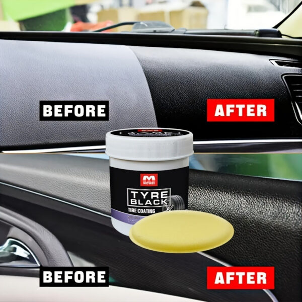 Blackening Wax - Hydrating Luster and Protection, Anti-Aging Tire Care Coating with Sponge Applicator