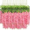85639888608eaaac CEWOR 24pcs Wisteria Hanging Flowers 3.6ft Artificial Vines Fake Garland Silk Flower String for Wedding Party Garden Outdoor Greenery Home Wall Decoration (Purple)