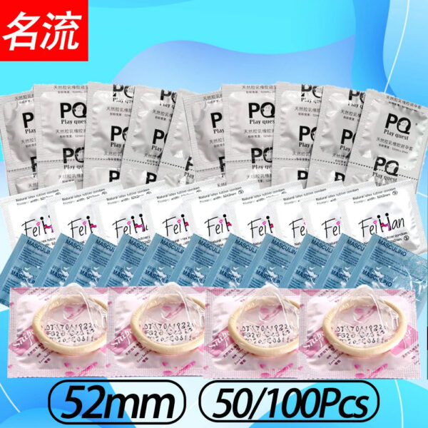 85678aba42299e36 50/100pcs Bulk Ultra Thin Condom 52mm Hyaluronic Acid Lubrication Penis Sleeves Adults Safer Sex Toy Contraception Supplies