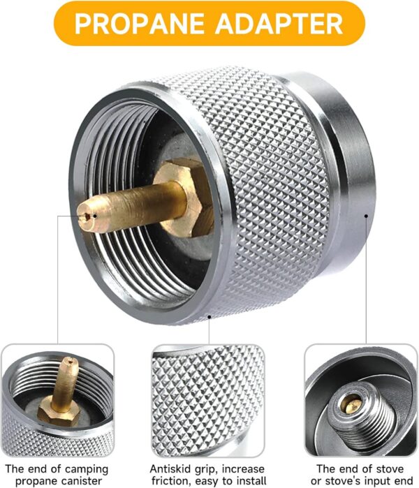 SAN LIKE 2pcs Camping Stove Adapter Butane Canister Adapter EN417 Lindal Valve Canister Shifter Propane Adapter Isobutane Fuel Canister with Exhaust Air Pressure Button