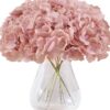 Hydrangea Silk Flower White 10 Heads Artificial Hydrangea Silk Flowers Head for Wedding Centerpieces Bouquets DIY Floral Decor Home Decoration with Long Stems - White