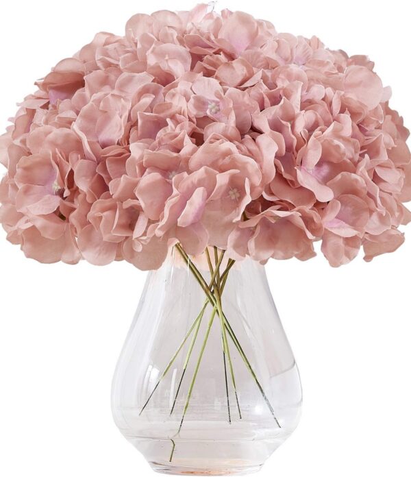 Hydrangea Silk Flower White 10 Heads Artificial Hydrangea Silk Flowers Head for Wedding Centerpieces Bouquets DIY Floral Decor Home Decoration with Long Stems - White