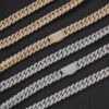 HOYON 10mm Lab Moissanite Diamond Cuban Chain Men's S Sier Plated Necklace Zircon Bracelet Hip Hop Rock Neck Collar Jewelry