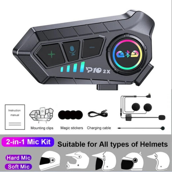 Wireless Bluetooth5.3 Motorcycle Helmet Intercom Headset Waterproof 300 m Intercomunicador Speaker Earphone