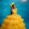 85b2c15ba9619500 Vintage Gold Girl Pageant Dress Ruffles Tiered Flower Girls Dresses Wedding Kids Party Prom Birthday Gowns for Photoshoot