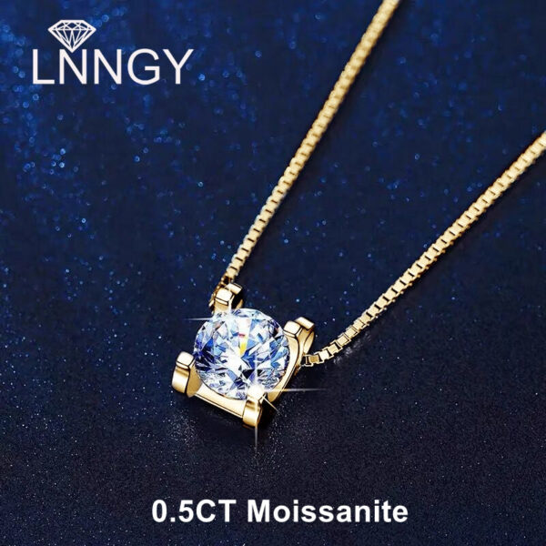 85b7ec230543c064 Lnngy 0.5CT Moissanite Diamond Necklace With Certificate For Women Sier Original Certified Box Chain Necklaces Jewelry
