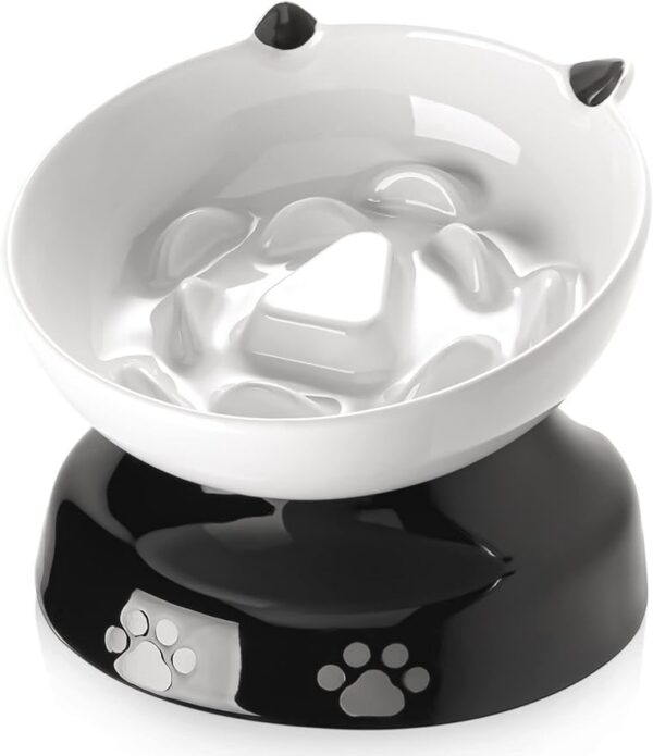Y YHY Slow Feeder, Elevated Food Bowl Tilted Design for Dog and Cat for Dry and Wet Food