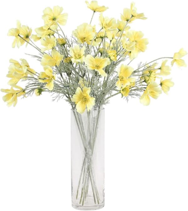 85cdc03490d28356 2 Pcs Artificial Fake Flowers Plants Cosmos Silk Flower Arrangements Wedding Bouquets Decorations Plastic Floral Table Centerpieces for Home Kitchen Garden Party Decor Approx 23.6'' High - White