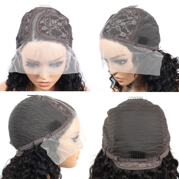 85d3d8fd04f35d6d Deep Wave 180% Density Pre-Plucked Side Part Short Bob 13*4 Lace Frontal Brazilian Virgin Human Hair Wigs For Black Woman