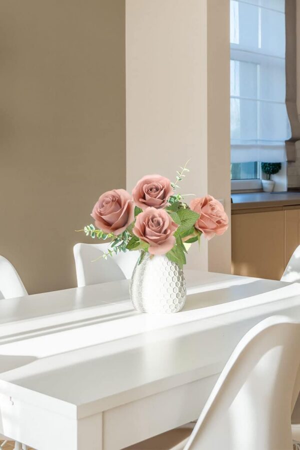 Artificial Rose Flower Dusty Rose Flower Silk Flowers 12 pcs with Long Stem Silk Roses Bouquet for Wedding Bridal Shower Party Home Decoration